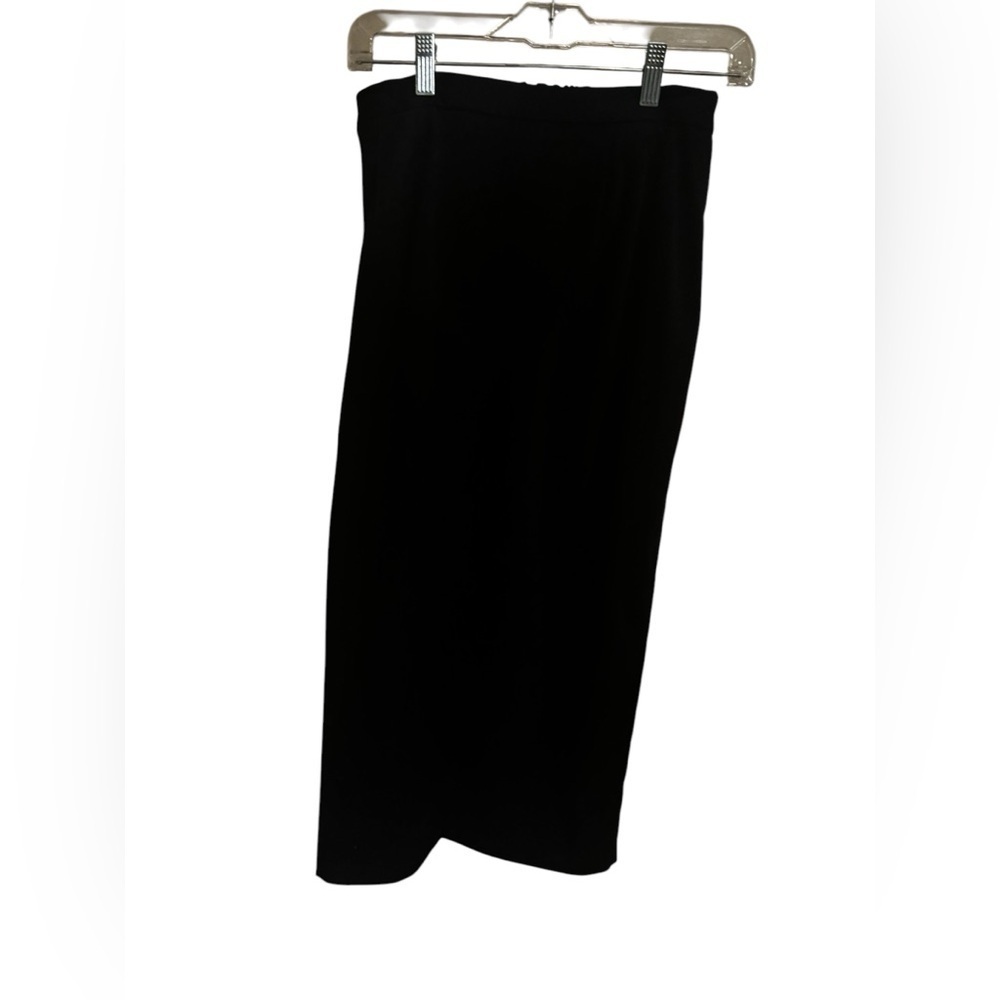 SUEDE Black flat front faux suede lined midi women's 10 Petite skirt event party - Picture 4 of 12